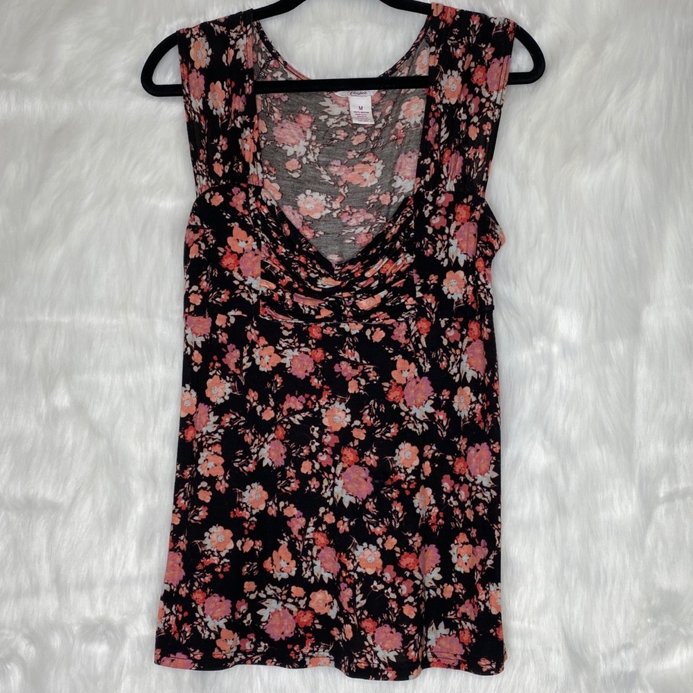 Candies Flowy Tank Top Peach Floral Print